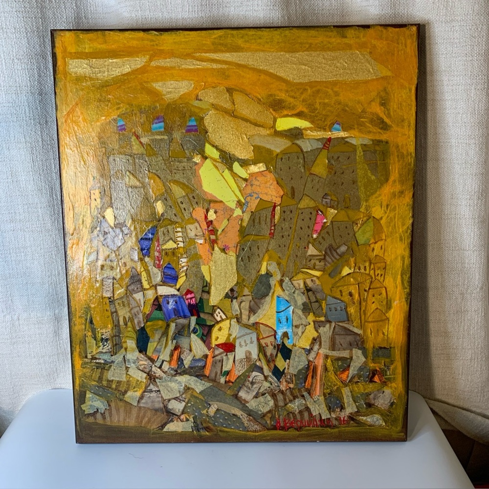 Contemporary Art Mixed Media Painting Collage Olga Verikaki ‘Sunshine 2’ 2016